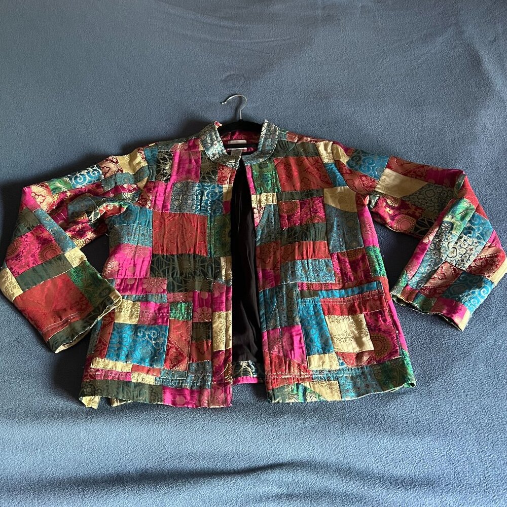 Chicos Multicolor Metallic Patchwork Jacket - image 1